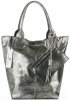 Kožené kabelka shopper bag Vittoria Gotti stříbrná V6141